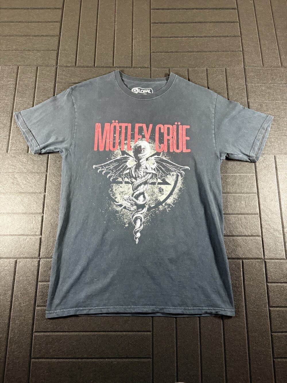 Motley Crue Shirt Mens Medium Black Dr Feelgood Pentagram Snake Rock Band Tee